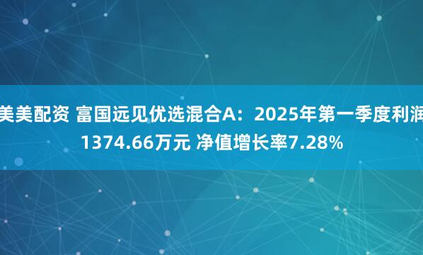 美美配资 富国远见优选混合A：2025年第一季度利润1374.66万元 净值增长率7.28%