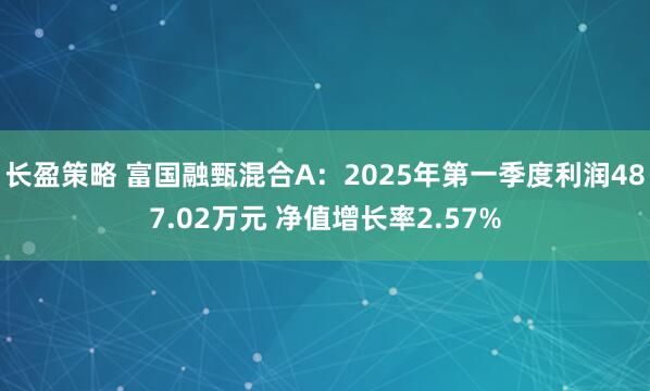 长盈策略 富国融甄混合A：2025年第一季度利润487.02万元 净值增长率2.57%